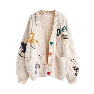 Women's Cream Cardigan Sweater